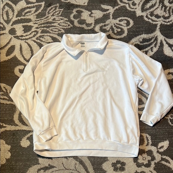 PINK Victoria's Secret White Pullover 1/4 zip. Excellent condition - Picture 1 of 5